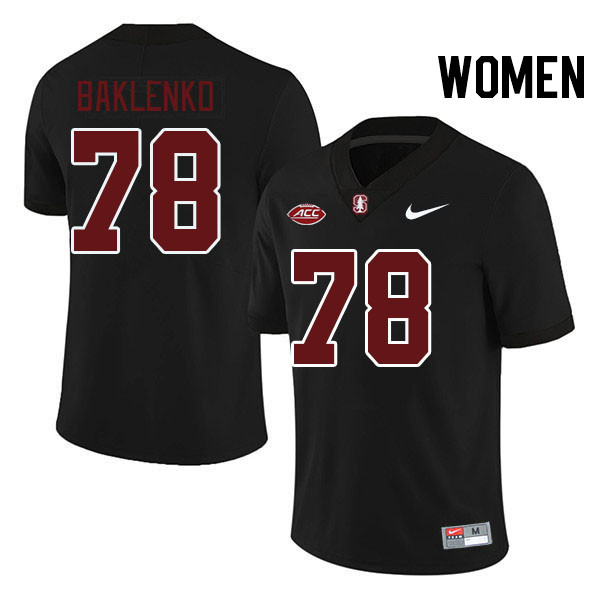 Women #78 Luke Baklenko Stanford Cardinal 2024 ACC Conference College Football Jerseys Stitched-Blac